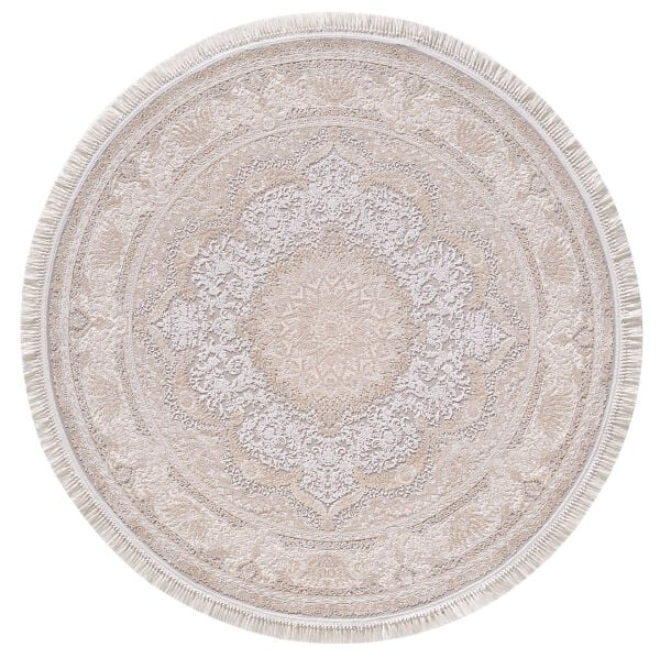 Artemis Halı Palace Yuvarlak - 05202D - Krem Vizon Rengi